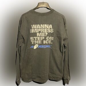 Vintage 90s No Fear Long Sleeve Hockey T-Shirt Size Large Black